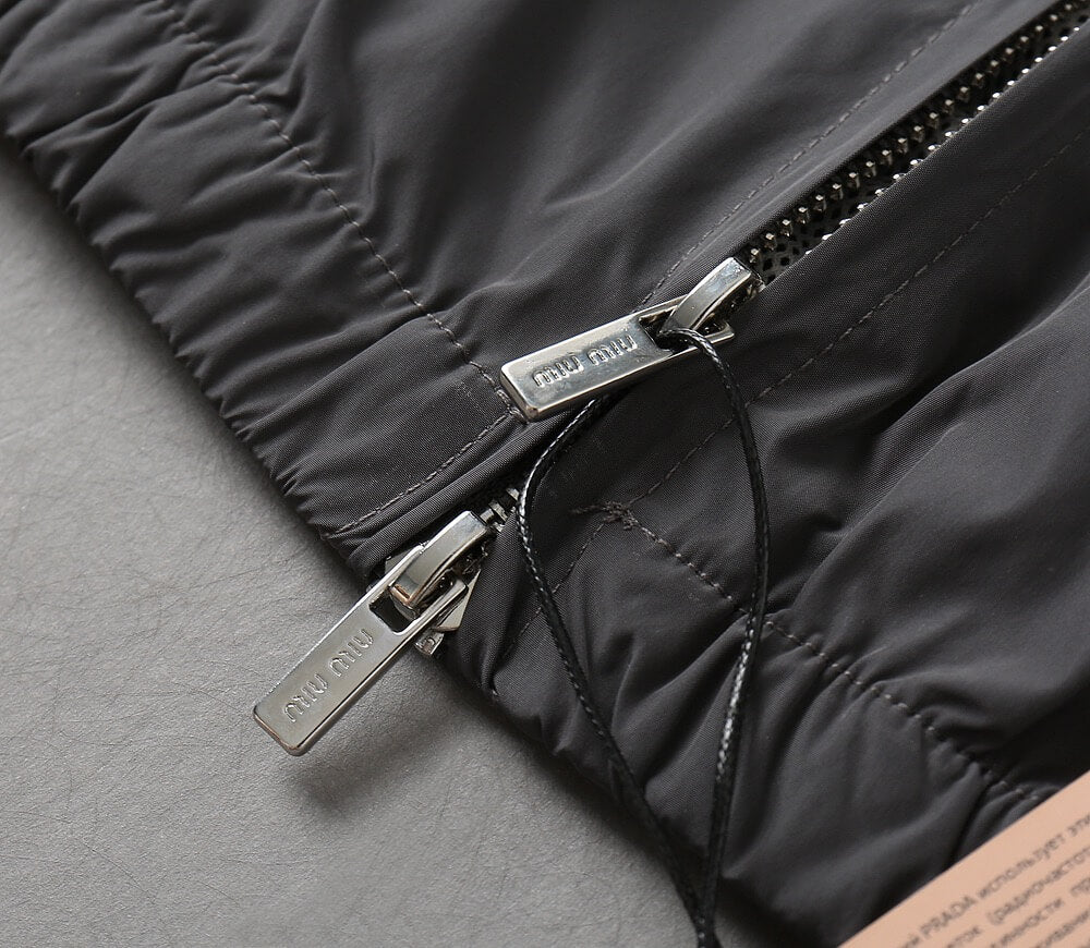 Piping Trim Hooded Zip‑Up Jacket