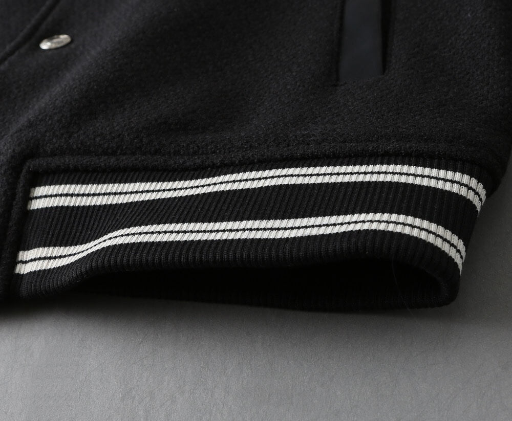 Wool‑Leather Combo Varsity Jacket