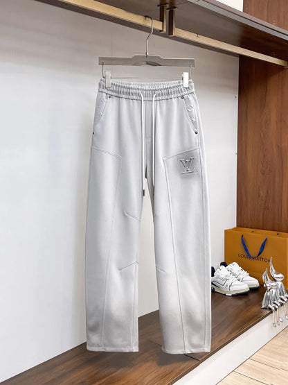 Debossed Logo Seam Stitching Pants