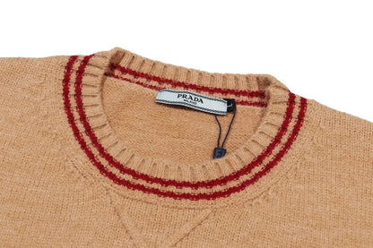 Crest Logo Striped Trim Sweater