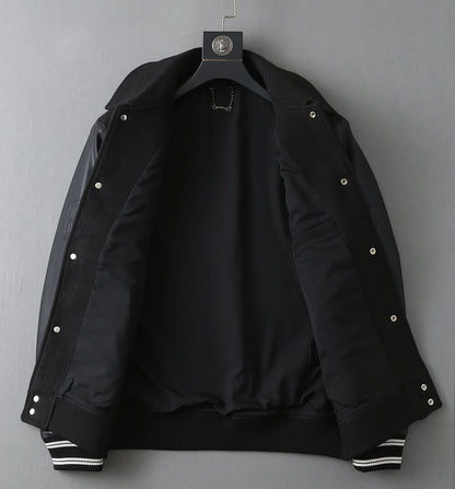 Wool‑Leather Combo Varsity Jacket