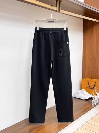 Chest Embroidered Badge Back‑Pocket Motif Pants