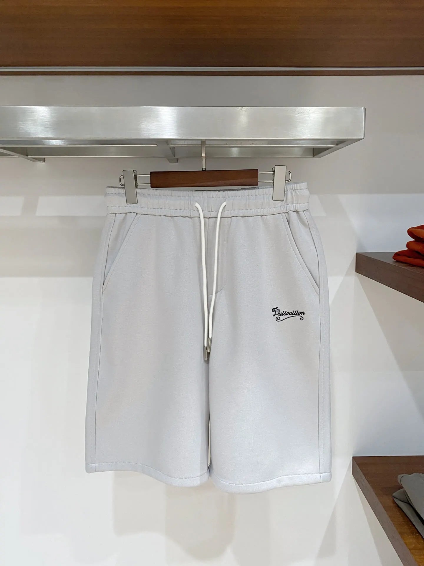 Vintage Script Logo Embroidered Casual Shorts