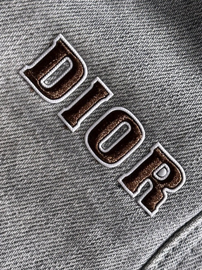 Embroidered Logo Washed Denim Shorts