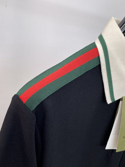Red‑Green Striped Shoulder Polo Shirt