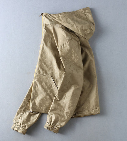 Square Patch Casual Hooded Jacket