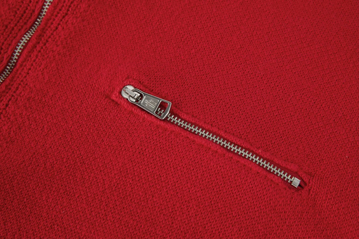 Stand Collar Zipper Knit Sweater