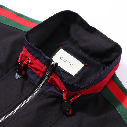 Red-Green Striped Sleeve Jacket