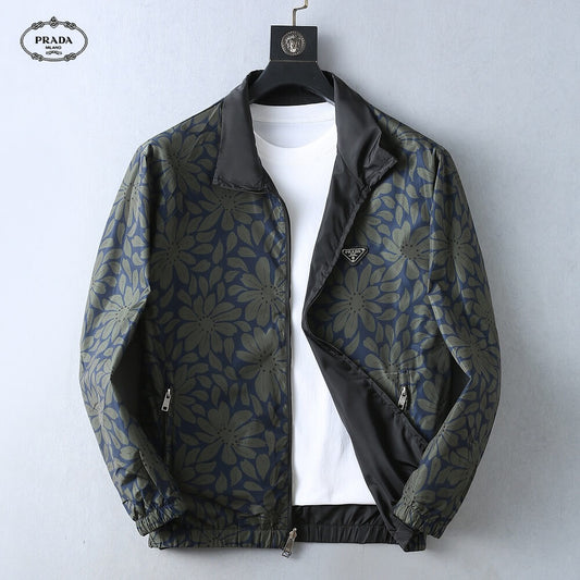 Floral Print Reversible Collared Jacket &Hooded Jacket