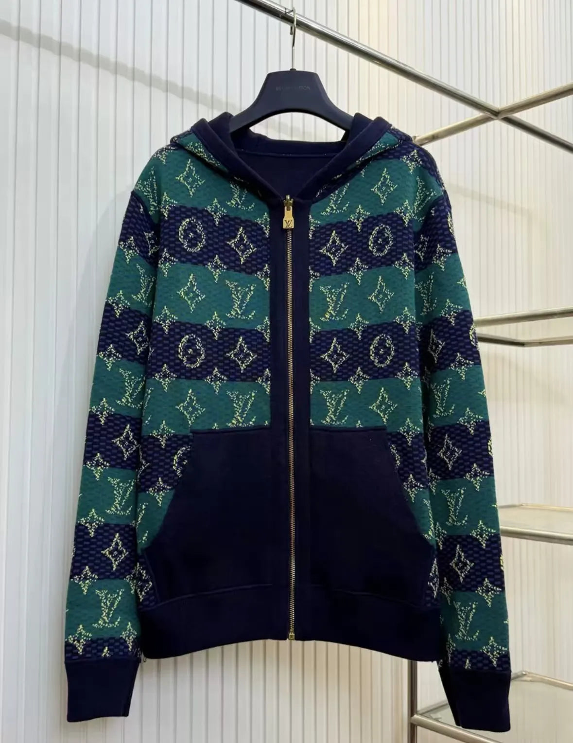 LOUIS VUITTON-Reversible Hooded Knit Jacket