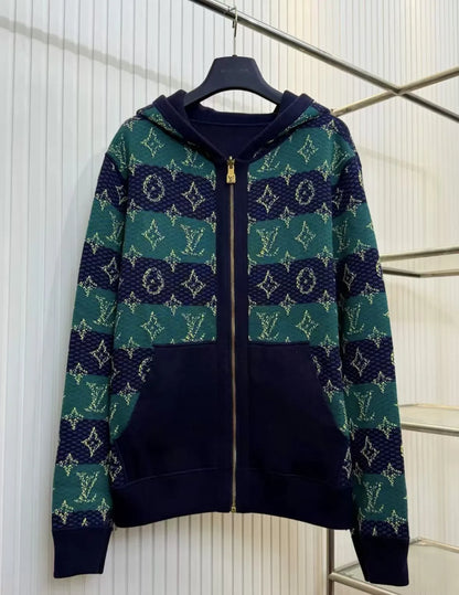 LOUIS VUITTON-Reversible Hooded Knit Jacket