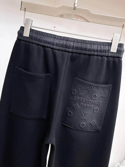 Simple Embossed Logo Straight‑fit Pants