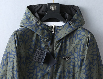 Floral Print Reversible Collared Jacket &Hooded Jacket