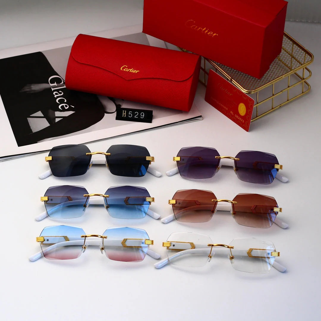 Marble-Patterned Frameless Sunglasses