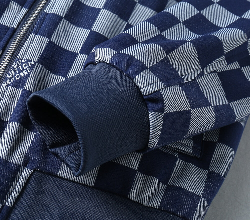 Checker Pattern Casual Bomber Jacket