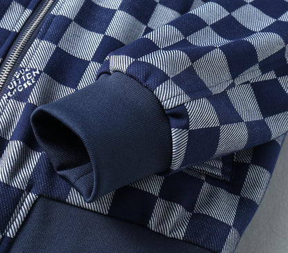 Checker Pattern Casual Bomber Jacket