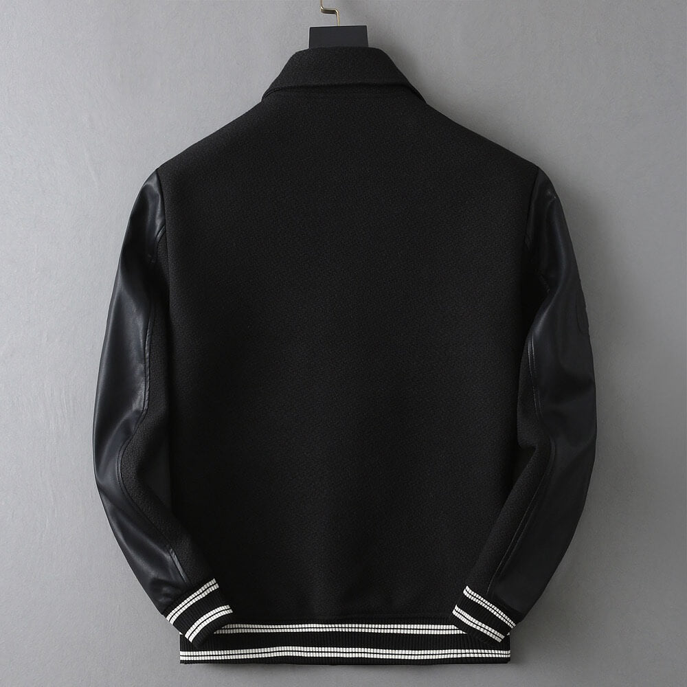 Wool‑Leather Combo Varsity Jacket