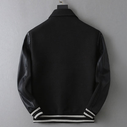 Wool‑Leather Combo Varsity Jacket