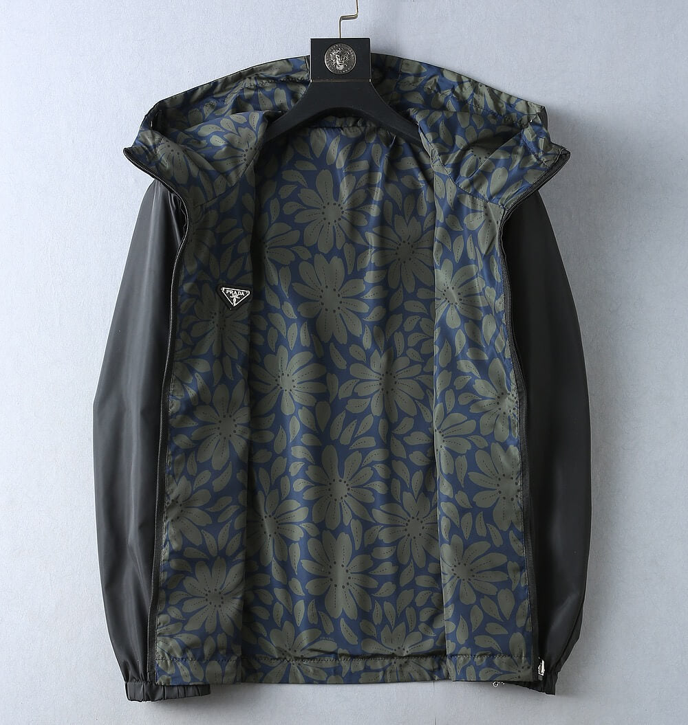 Floral Print Reversible Collared Jacket &Hooded Jacket