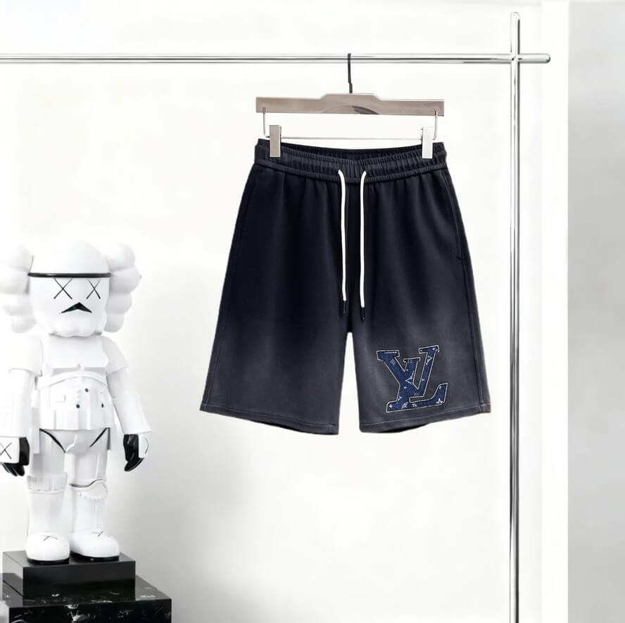 Gradient‑Color Patch Drawstring Shorts