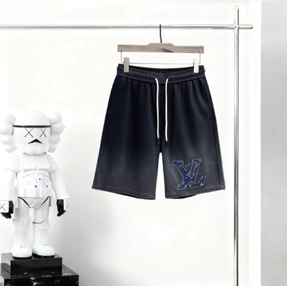 Gradient‑Color Patch Drawstring Shorts