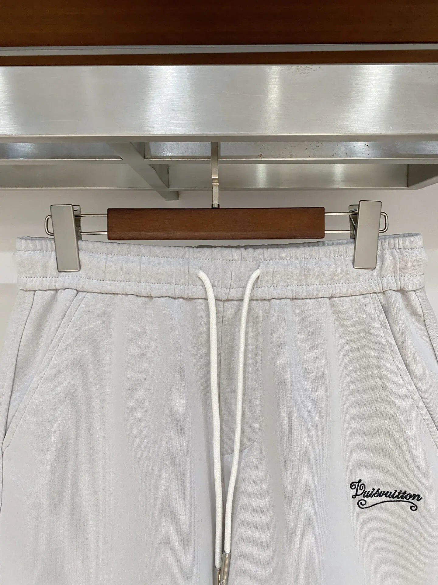 Vintage Script Logo Embroidered Casual Shorts