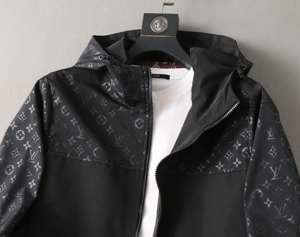 Split Panel Casual Hooded Jacket