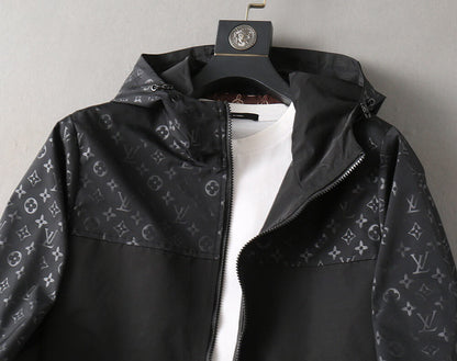 Split Panel Casual Hooded Jacket