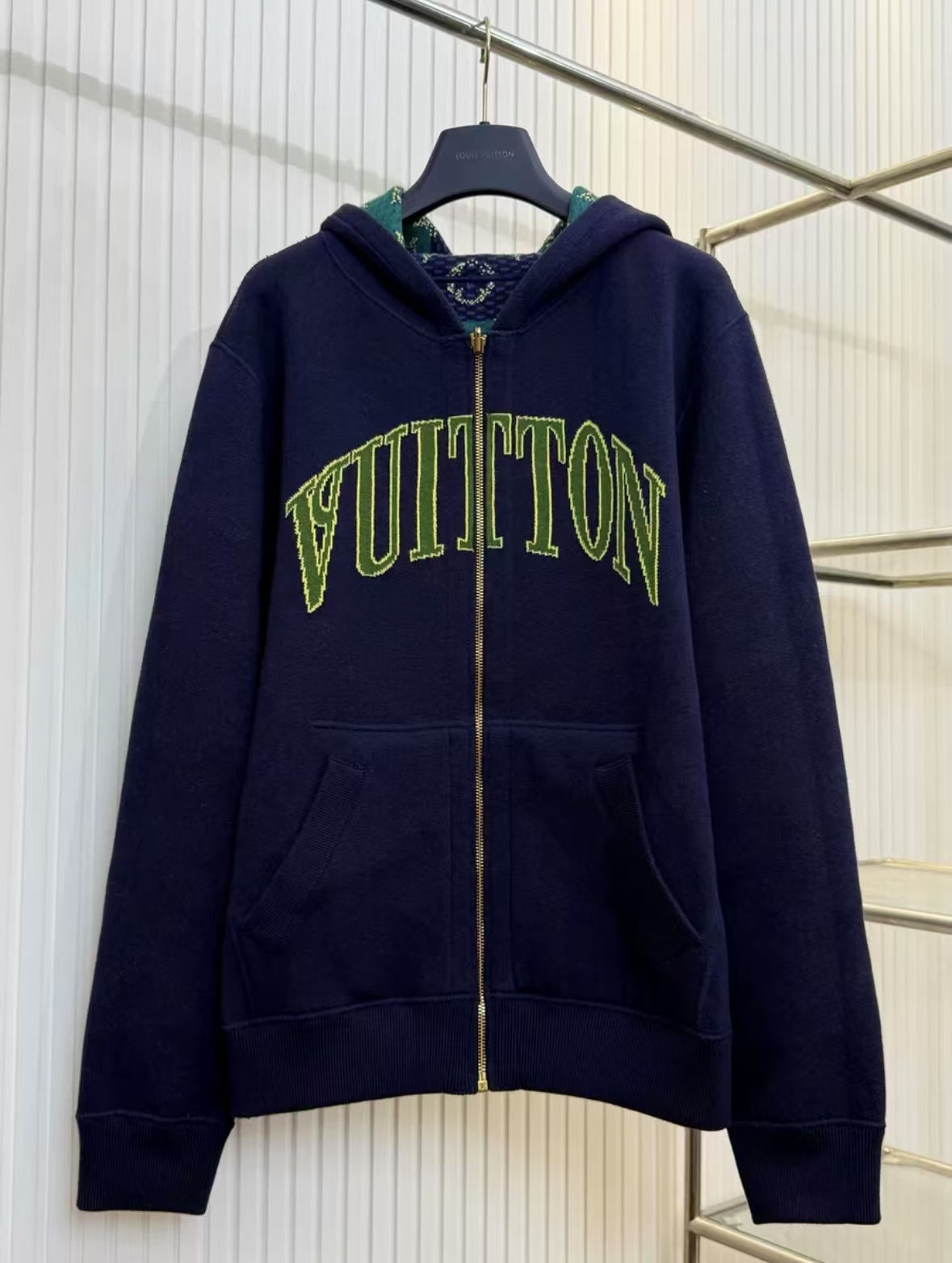 LOUIS VUITTON-Reversible Hooded Knit Jacket