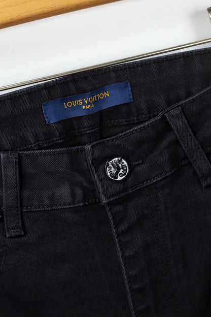 White Letter‑Embroidered Jeans