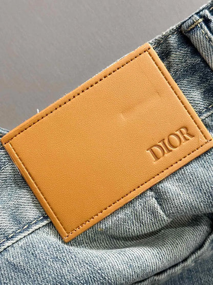 Logo Embroidery Washed Denim Shorts