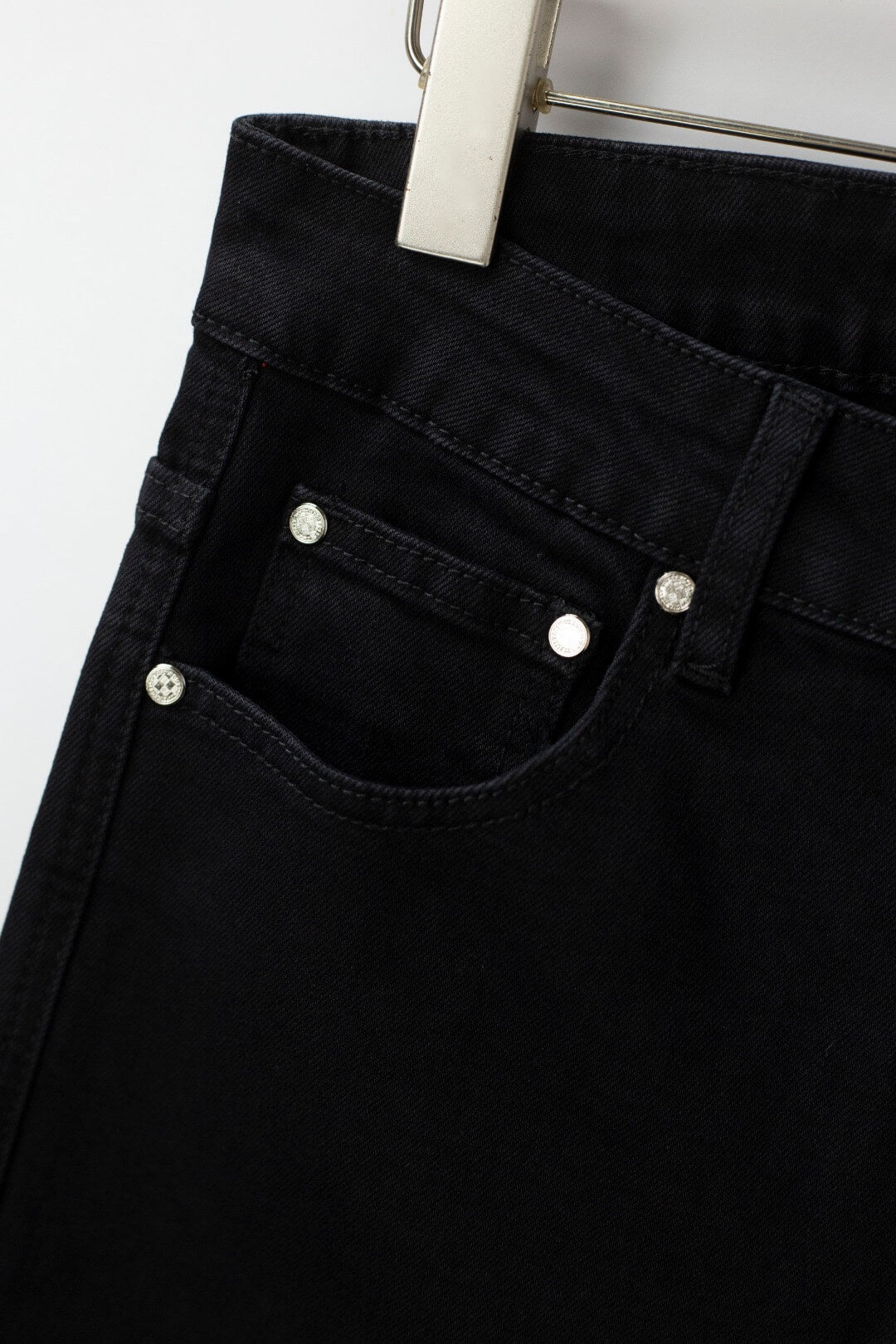 Red‑Green Letter‑Embroidered Jeans