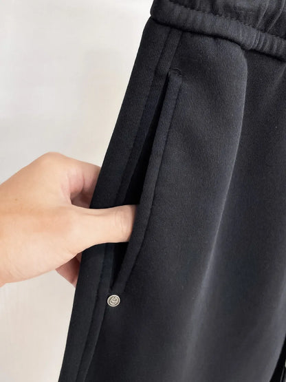 Side Embossed Logo Drawstring‑Hem Pants