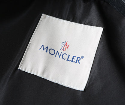 Script Embroidery Collared Zip‑Up Jacket