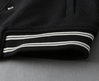 Wool‑Leather Combo Varsity Jacket
