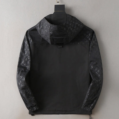 Split Panel Casual Hooded Jacket