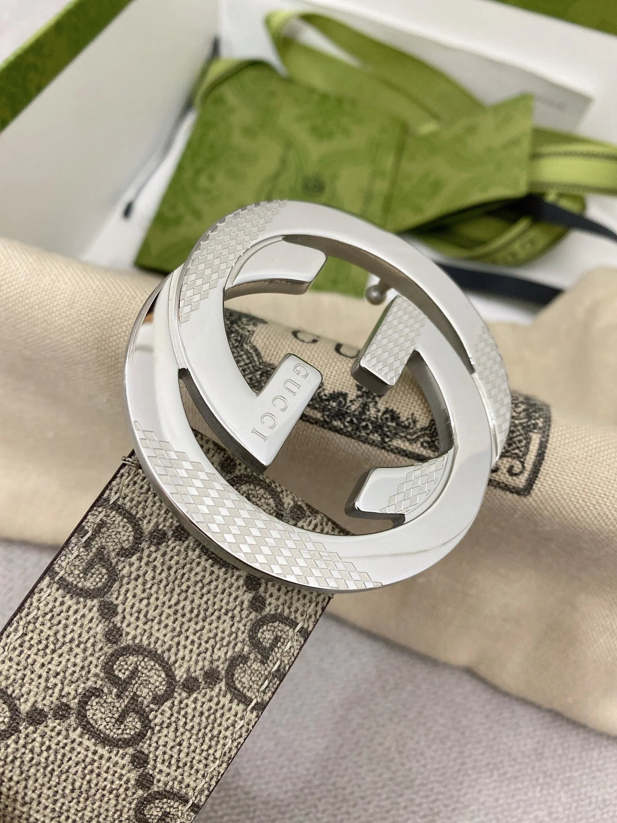Retro Double G All-Over Print Leather Belt