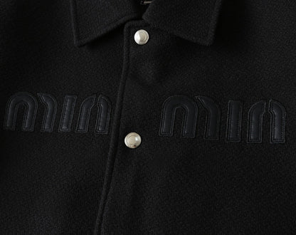 Wool‑Leather Combo Varsity Jacket