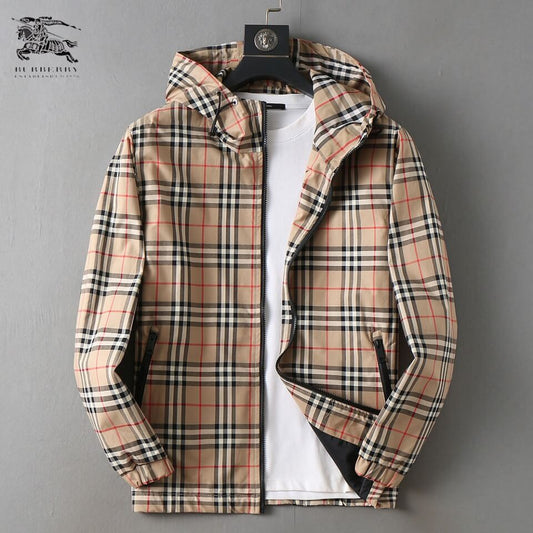 Vintage Plaid Drawstring Hooded Jacket