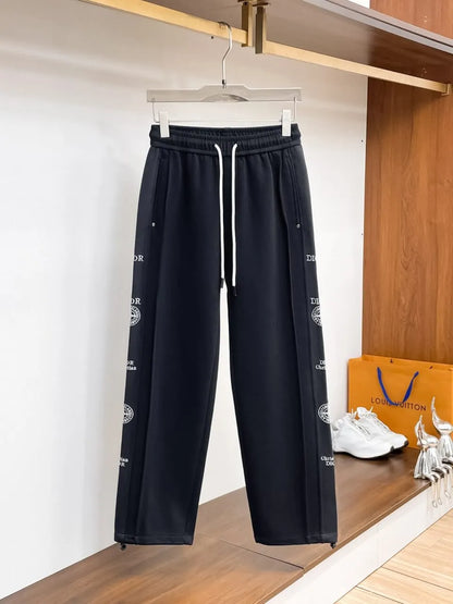 Side Repeating Logo Print Loose‑Fit Pants