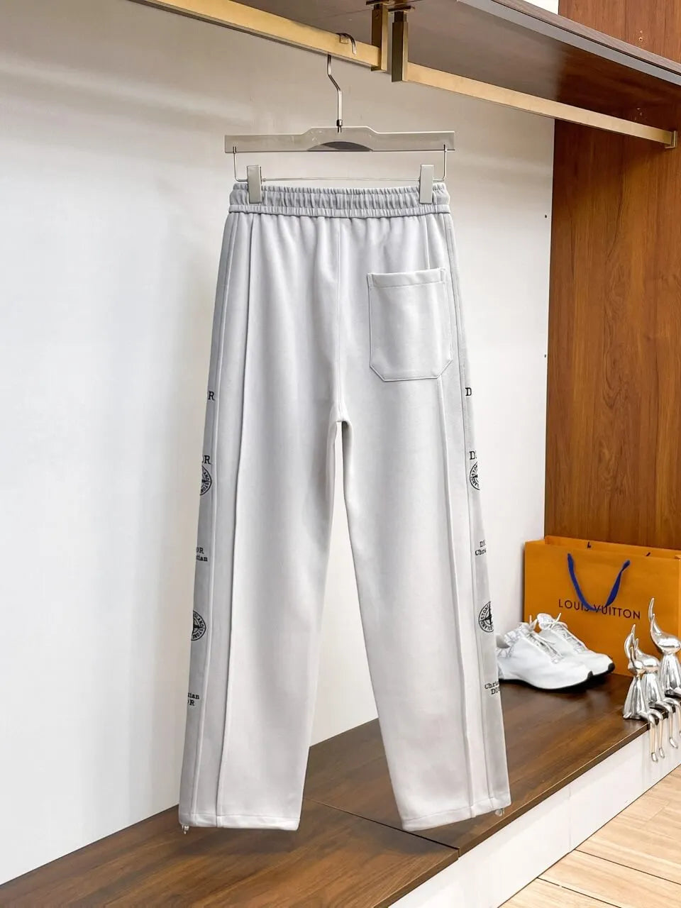 Side Repeating Logo Print Loose‑Fit Pants