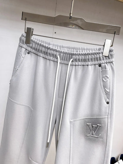 Debossed Logo Seam Stitching Pants