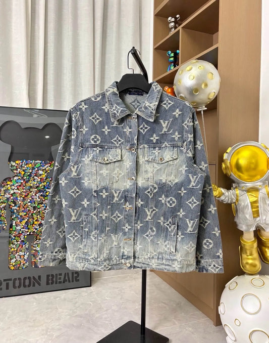 All‑Over Embroidered Jacquard Denim Jacket