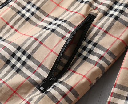 Vintage Plaid Drawstring Hooded Jacket