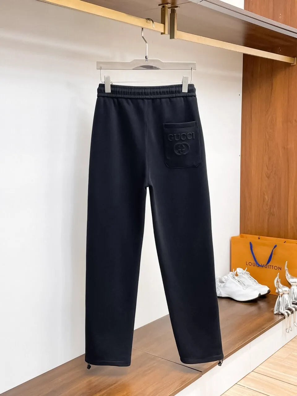 Side Embossed Logo Drawstring‑Hem Pants