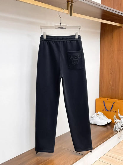 Side Embossed Logo Drawstring‑Hem Pants