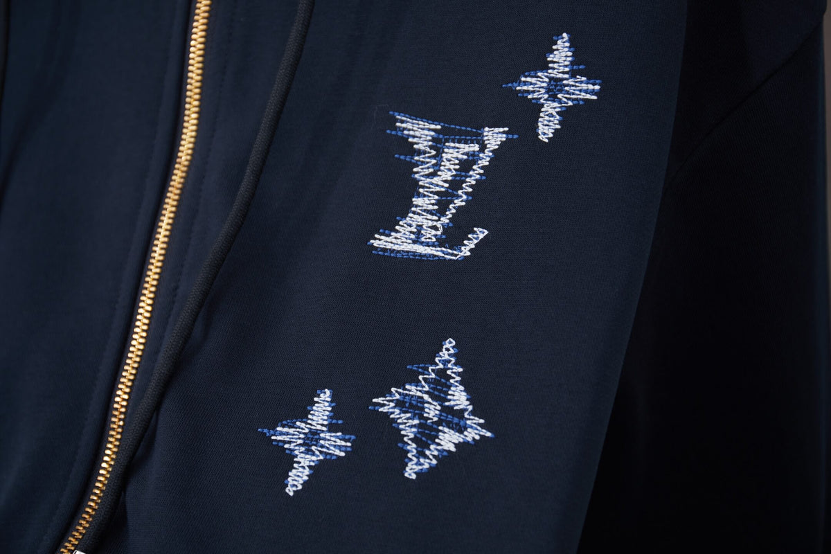 Embroidered Letter Hooded Sweatshirt