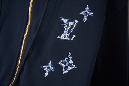 Embroidered Letter Hooded Sweatshirt
