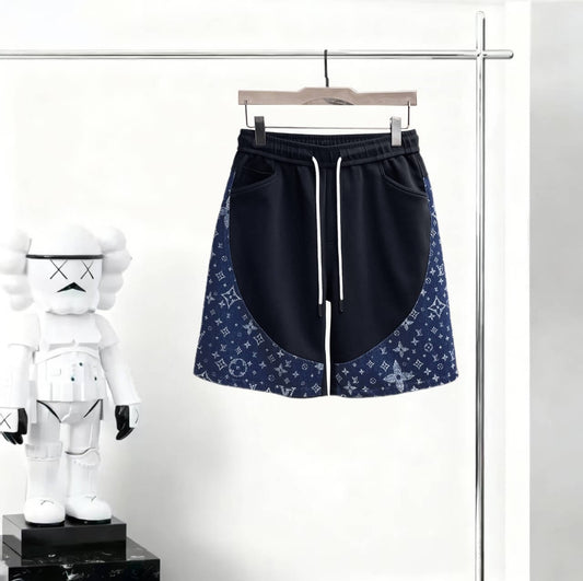 Patchwork Print Casual Five‑Point Short