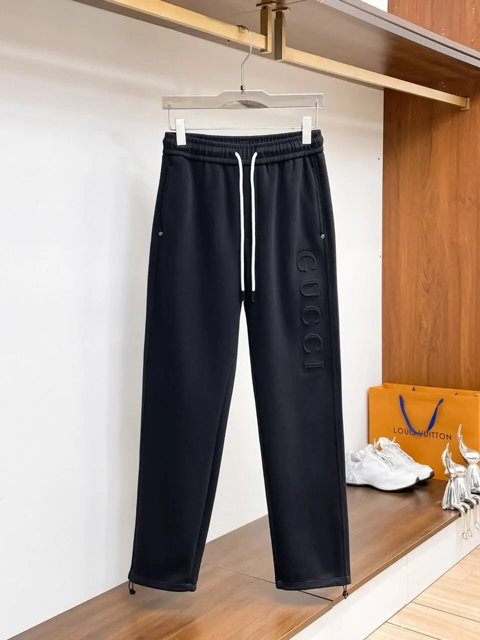 Side Embossed Logo Drawstring‑Hem Pants